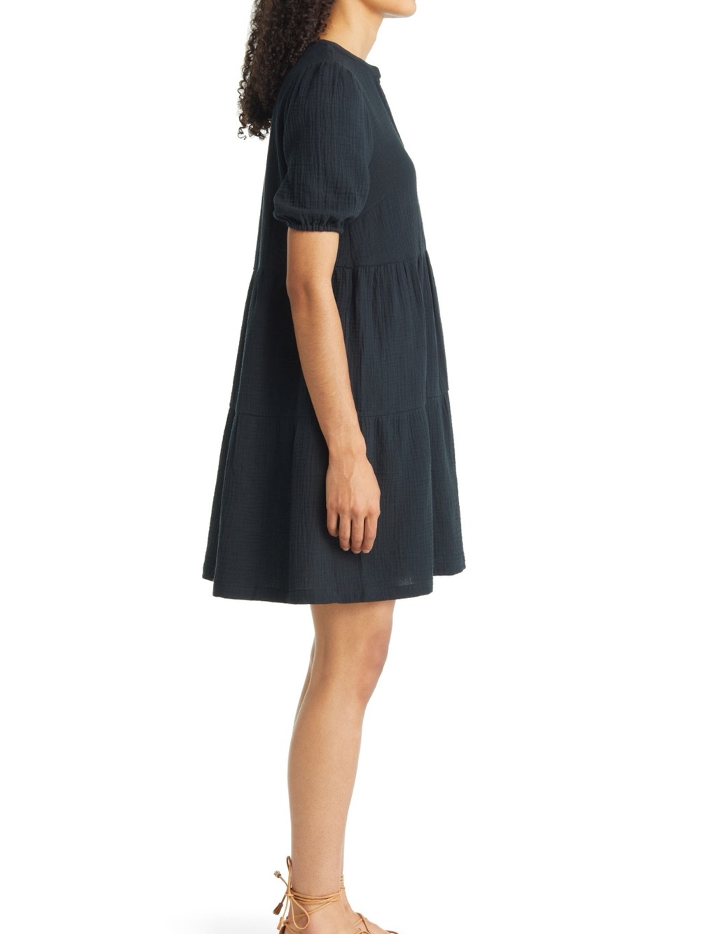 MARINE LAYER Black Short Sleeve V-Neck Dress - Picture 5 of 11